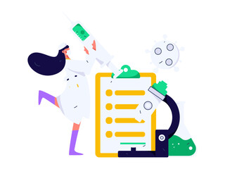 Medical characters fighting the epidemic flat vector concept operation hand drawn illustration
