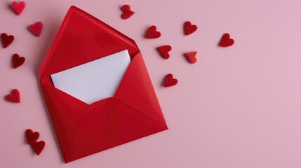 Love envelope with white paper for text .