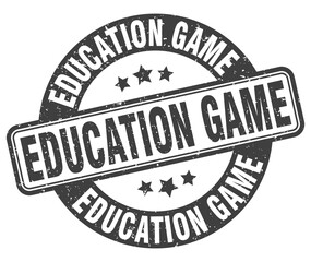 education game stamp. education game label. round grunge sign