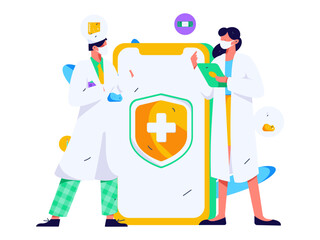 Medical characters fighting the epidemic flat vector concept operation hand drawn illustration 