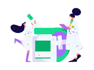 Medical characters fighting the epidemic flat vector concept operation hand drawn illustration
