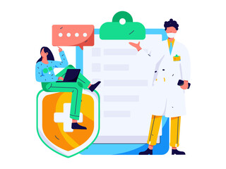 Medical characters fighting the epidemic flat vector concept operation hand drawn illustration
