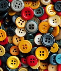 Fototapeta premium Bright colorful buttons of different sizes and colors.
