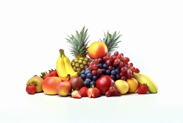 fresh fruit collection isolated on white background. generatif ai