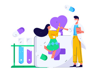 Medical characters fighting the epidemic flat vector concept operation hand drawn illustration
