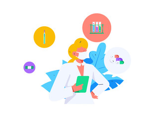 Medical characters fighting the epidemic flat vector concept operation hand drawn illustration
