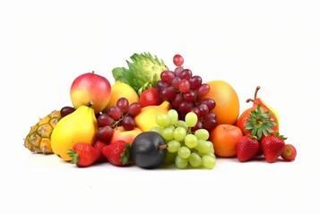 fresh fruit collection isolated on white background. generatif ai