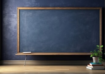 background blackboard, empty blank dark blue, back to school with a copy of the space chalkboard