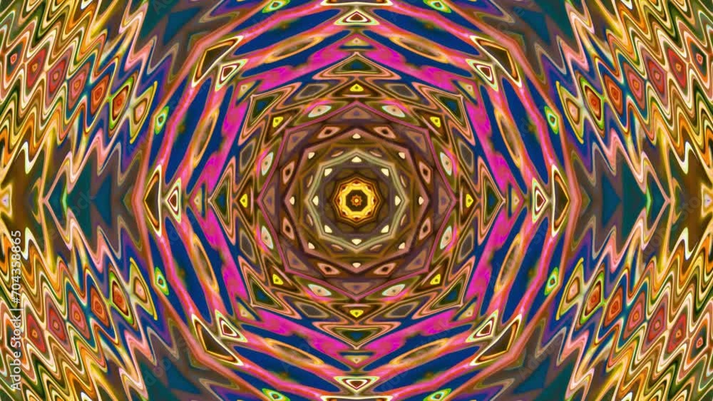 Poster Abstract colorful motion background. Dynamic geometric animated loopable background video with ripple texture.