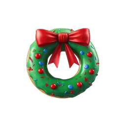 Christmas donut with ribbon  3d render design
