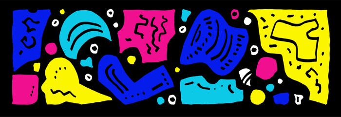 Various quirky vector tribal linocut texture. Colorful hand-drawn quirky print pattern. Primitive motif doodle hand drawn texture. Vintage linocut pattern. Abstract ethnic quirky tribal print