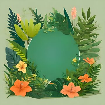 International day of tropics vector illustration with copy space for text for poster, banner, invitation card. Hawaii theme Flat cartoon hand drawn Tropical background with grass, flowers. June 29