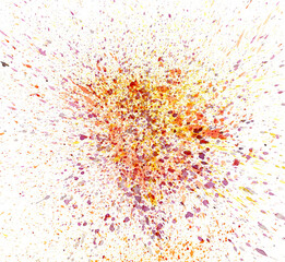 Splashes of watercolor paint on paper, multi color