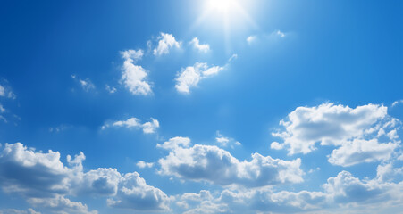 Naklejka na ściany i meble clear blue sky with white cloud background