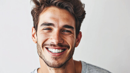 Obraz premium Young hispanic man smiling confident standing at white background.