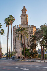 The Torre del Oro (The Gold Tower), Seville, Spain. - obrazy, fototapety, plakaty