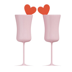 3d icon glass cup couple png transparent for decorating in creative componen 