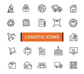 Logistics icon set. Most popular logistics icons