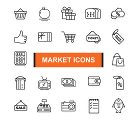 Super market icon set. Most popular programmer icon. Line shape programmer symbol