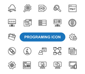 Collection of programmers icon. Most popular programmer icon. Line shape programmer symbol