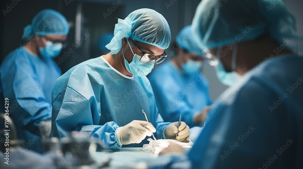 Wall mural surgeon performing a surgical operation in an operating room