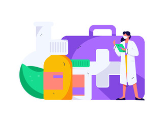 Medical characters fighting the epidemic flat vector concept operation hand drawn illustration
