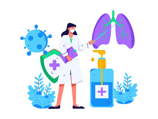 Medical characters fighting the epidemic flat vector concept operation hand drawn illustration
