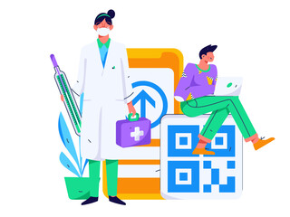 Medical characters fighting the epidemic flat vector concept operation hand drawn illustration
