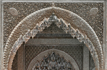 Intricately Carved Moroccan Arch in Burial Chamber at Saadian Tombs, Marrakech