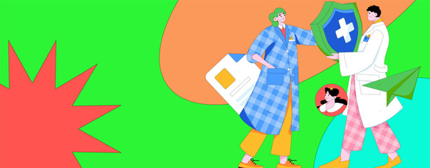 Medical characters fighting the epidemic flat vector concept operation hand drawn illustration
