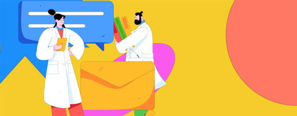 Medical characters fighting the epidemic flat vector concept operation hand drawn illustration
