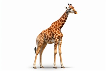 giraffe isolated on white background. generative ai - obrazy, fototapety, plakaty