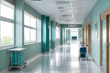 Naklejka na ściany i meble background of corridor in hospital or clinic image