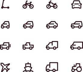 Big transportation outline icon set