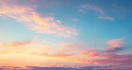 Naklejka na ściany i meble sunrise sky with gentle colors of soft clouds