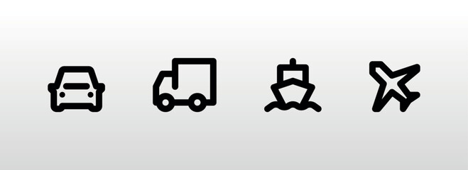  Cargo delivery ransportation, line icon set 