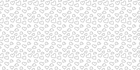 Fototapeta na wymiar Vector seamless pattern with hand drawn hearts. Monochrome illustration for print, packaging, textile, banner, wallpaper