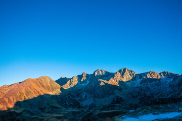 Mountain landscape in autumn. Hiking The Pyrenees Mountains In Andorra