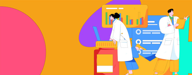 Medical characters fighting the epidemic flat vector concept operation hand drawn illustration
