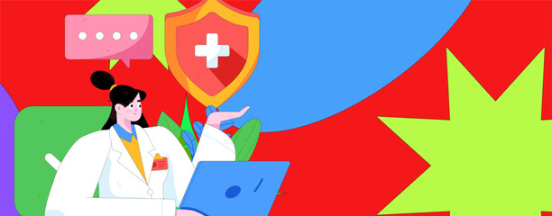 Medical characters fighting the epidemic flat vector concept operation hand drawn illustration
