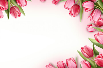 Romantic Tulip Valentine's Banner, Elegant Floral Design with Space for Text, Perfect for Love Messages and Greetings, High-Quality Valentines Day Background