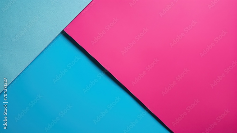 Poster a simple and modern abstract minimalist background in cyan and magenta paper colors, featuring shade