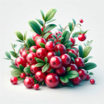 cranberry on white background, digital art, 3d rendering