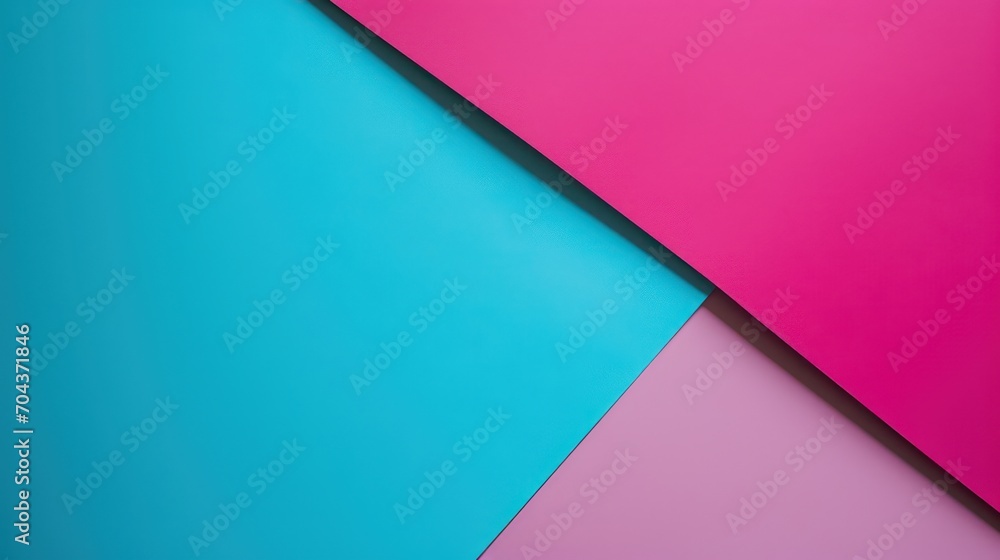 Poster a simple and modern abstract minimalist background in cyan and magenta paper colors, featuring shade