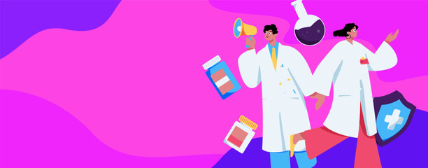 Medical characters fighting the epidemic flat vector concept operation hand drawn illustration
