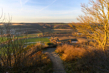 The view from the castle ruins in Kunitz at sunset - 704371892