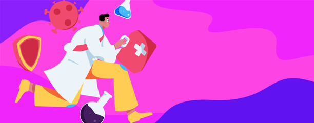 Medical characters fighting the epidemic flat vector concept operation hand drawn illustration
