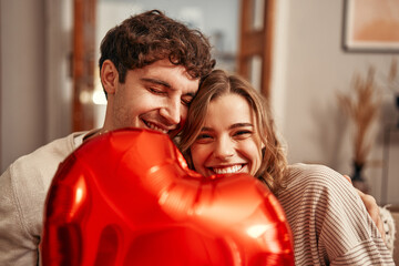 Valentine's Day. Couple in love at home.