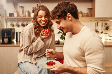 Valentine's Day. Couple in love at home.