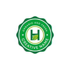 Premium Editable Organic emblem eco Letter H stamp logo